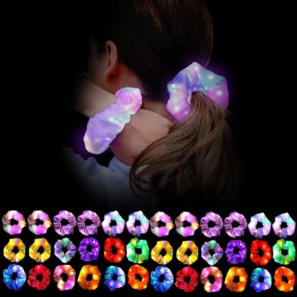 Light Up Scrunchies Set 36 Bright Neon Colors 3 Modes Women Girls Party